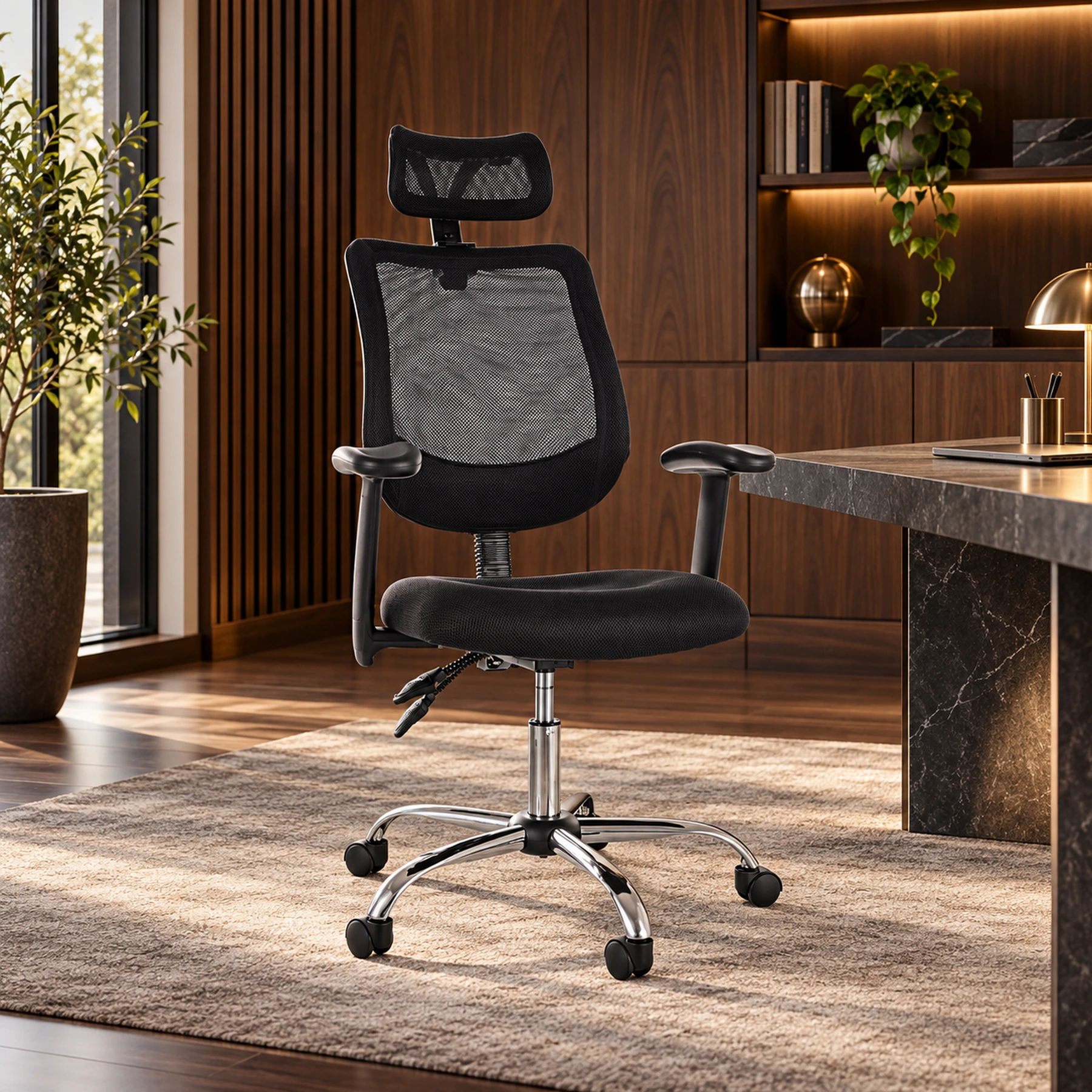 Must kontoritool Noren tumedas premium-kontoris